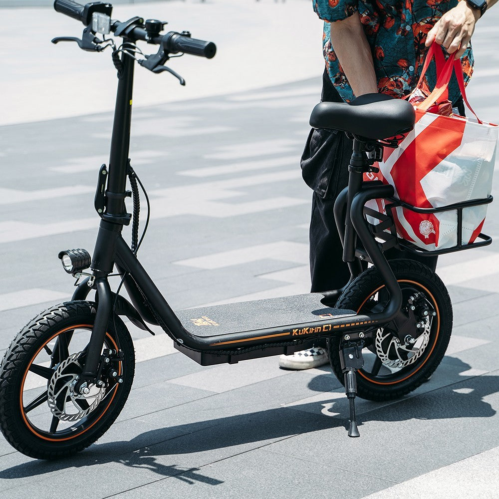 KuKirin C1 Electric Scooter with Rear Basket 14" Tire 350W Motor 48V 15Ah Battery