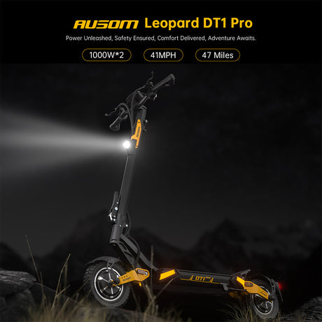 Ausom Leopard DT1 Pro Electric Scooter 10" Tires Dual 1000W Motors 52V 18.2Ah Battery