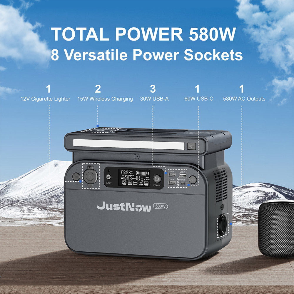 JustNow 500W Portable Power Station 518Wh LiFePO4 Battery