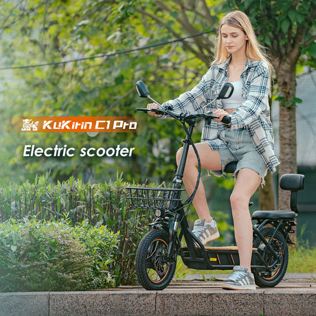 KuKirin C1 Pro Electric Scooter 2024 Version with Seat 14" Tires 500W Motor 48V 26Ah Battery