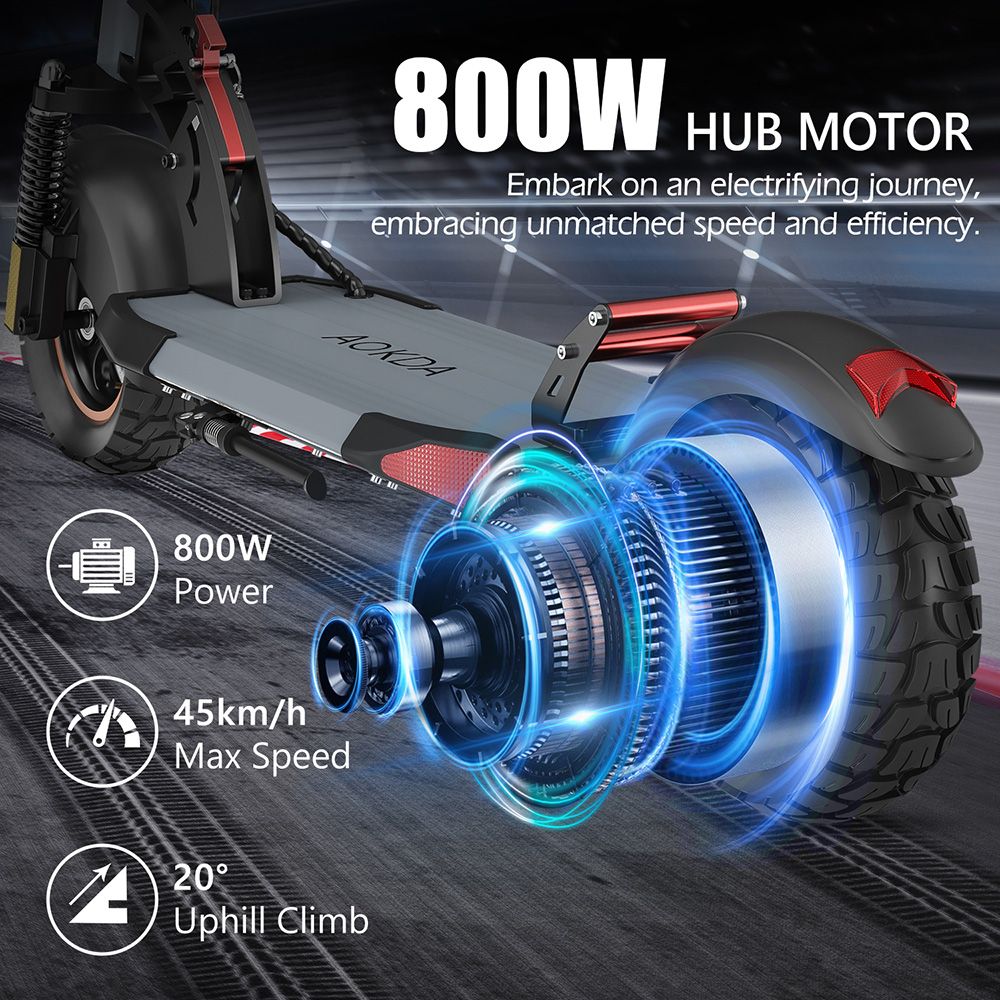 AOKDA A1 Electric Scooter 10" Off-Road Tires 800W Motor 48V 12.5Ah Battery