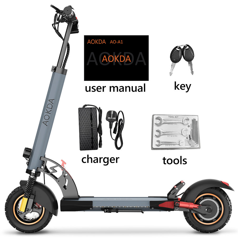 AOKDA A1 Electric Scooter 10" Off-Road Tires 800W Motor 48V 12.5Ah Battery