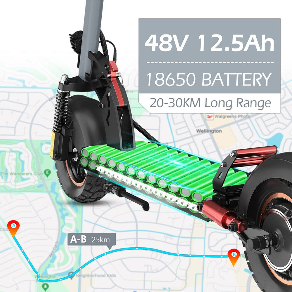 AOKDA A1 Electric Scooter 10" Off-Road Tires 800W Motor 48V 12.5Ah Battery