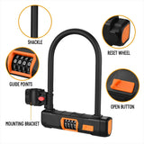 Bicycle U Lock Anti-theft Password Lock for Bikes, Motorcycles, Scooters