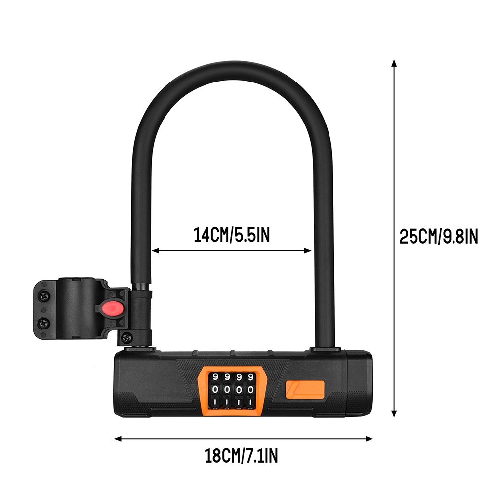 Bicycle U Lock Anti-theft Password Lock for Bikes, Motorcycles, Scooters