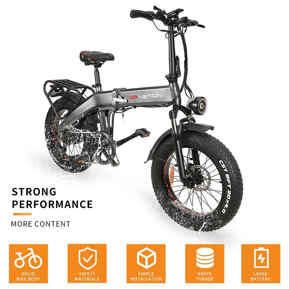 DRVETION BT20 Folding Electric Bike 20" Fat Tires 750W Motor 48V 10Ah Battery