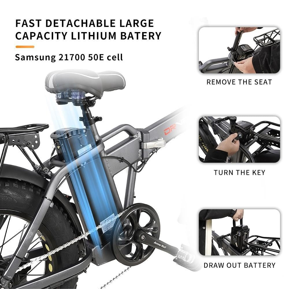 DRVETION AT20 Electric Bike 20" Tires 750W Motor 48V 10Ah/15Ah Battery