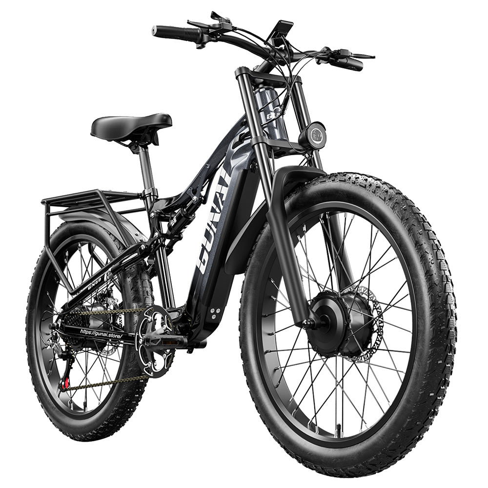 GUNAI GN68 Electric Bike 26" Tires Dual 1000W Motors 48V 17.5Ah Battery