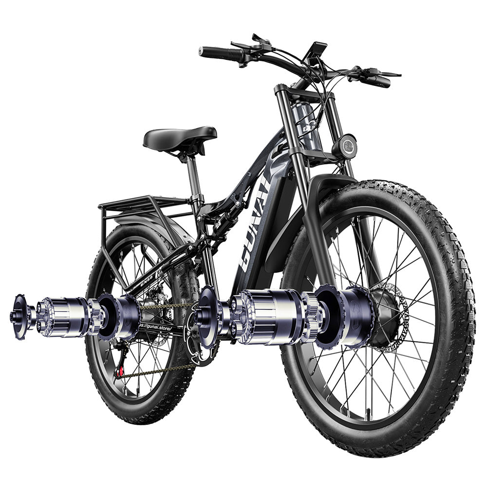 GUNAI GN68 Electric Bike 26" Tires Dual 1000W Motors 48V 17.5Ah Battery