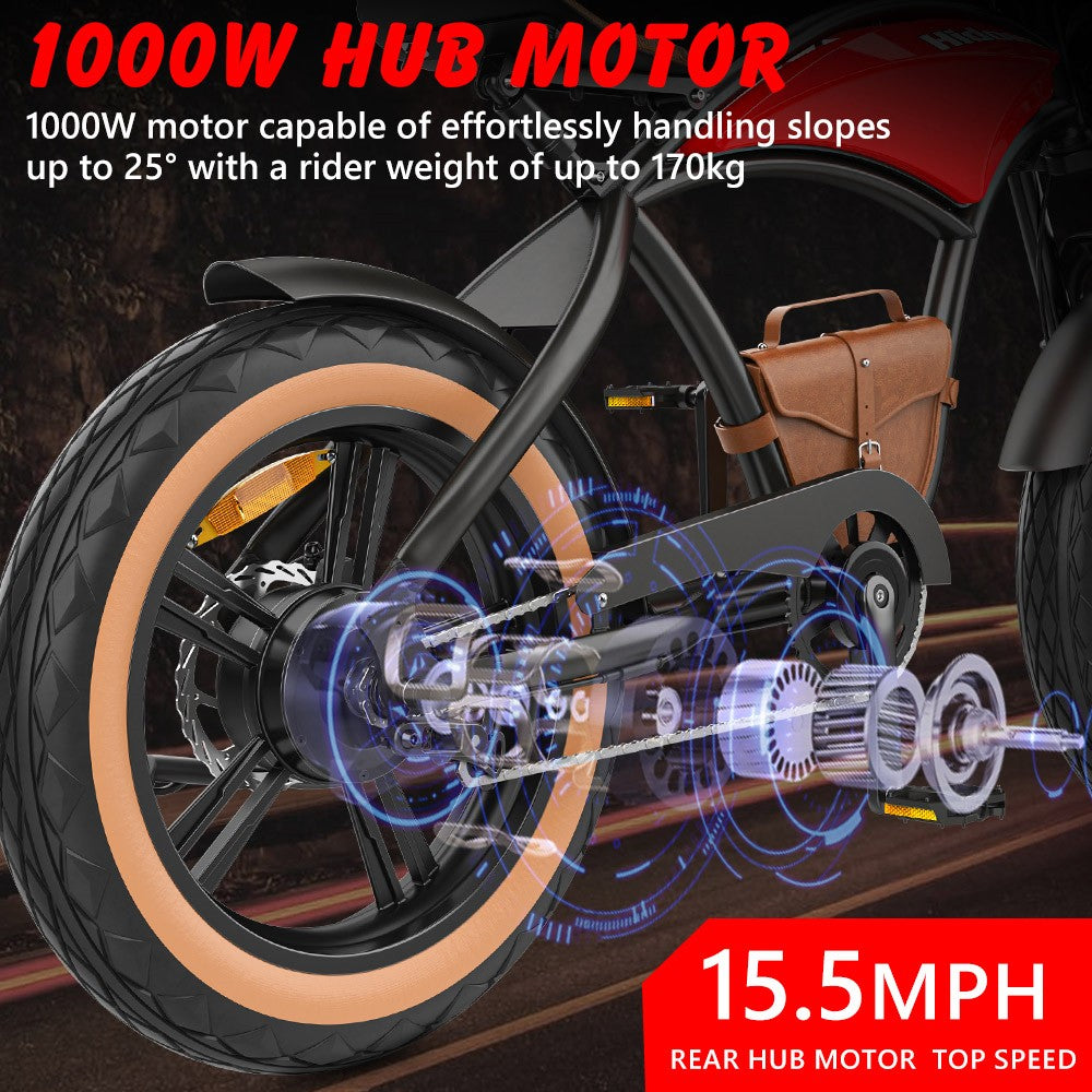 Hidoes B10 Electric Dirt Bike 20" Fat Tires 1000W Motor 48V 12.5Ah Battery