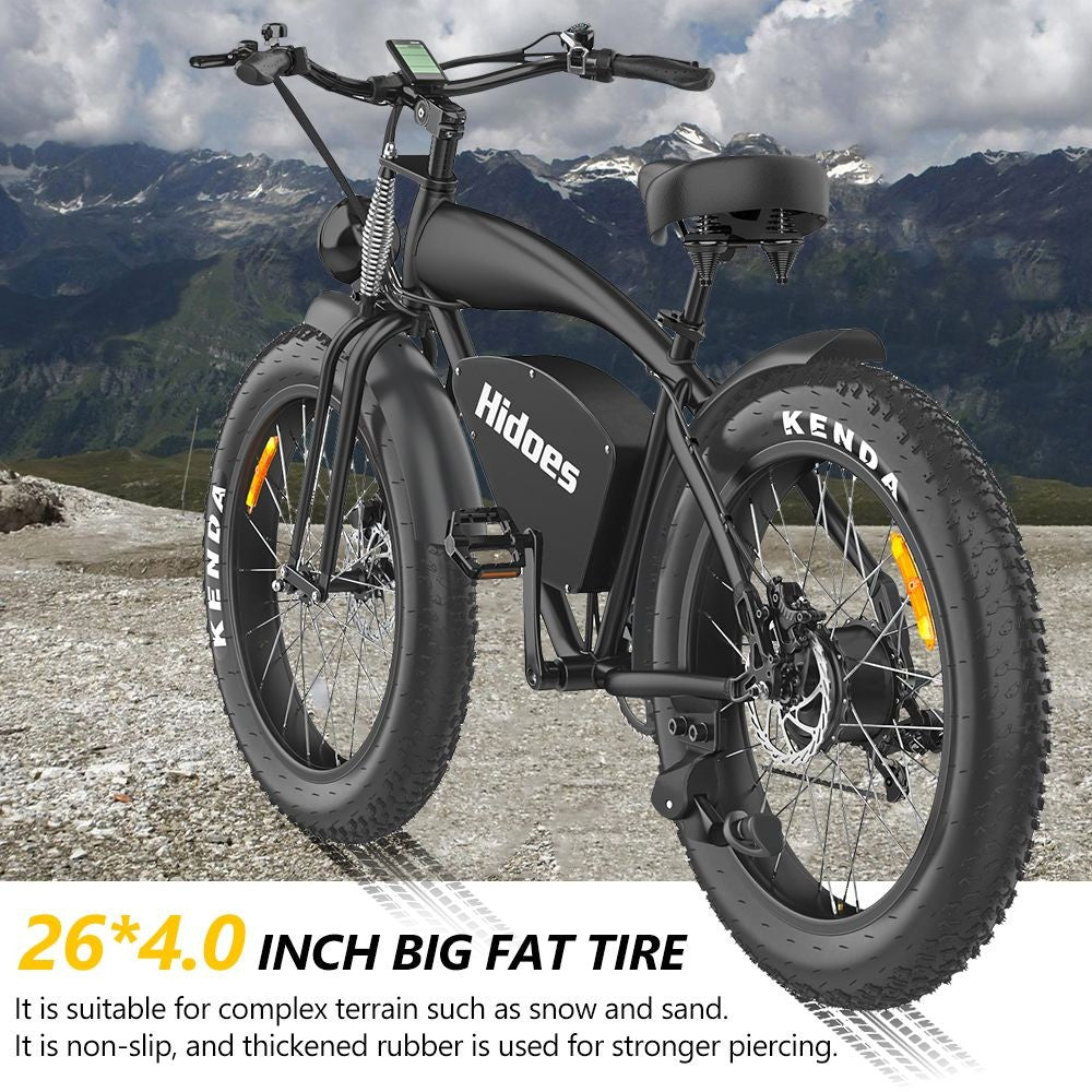 Hidoes B3 Electric Bike 26" Fat Tires 1200W Motor 48V 18.2Ah Battery