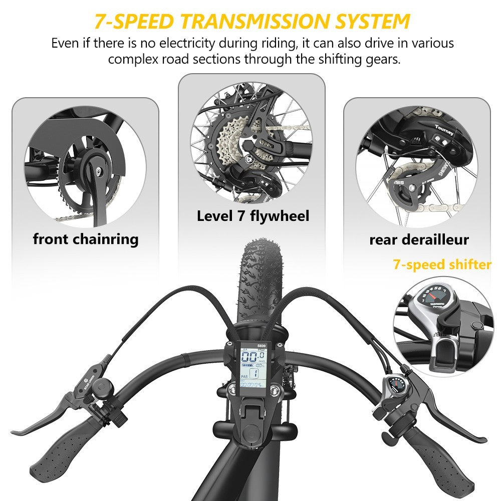 Hidoes B3 eBike 26" Fat-Reifen 1200W-Motor 48V 18.2Ah Batterie