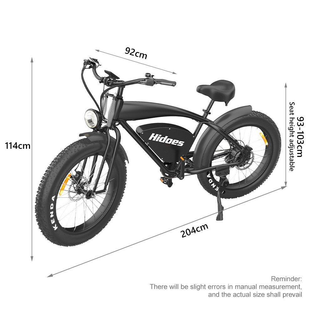 Hidoes B3 eBike 26" Fat-Reifen 1200W-Motor 48V 18.2Ah Batterie