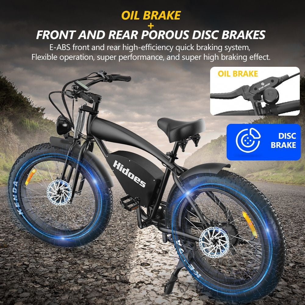 Hidoes B3 Electric Bike 26" Fat Tires 1200W Motor 48V 18.2Ah Battery