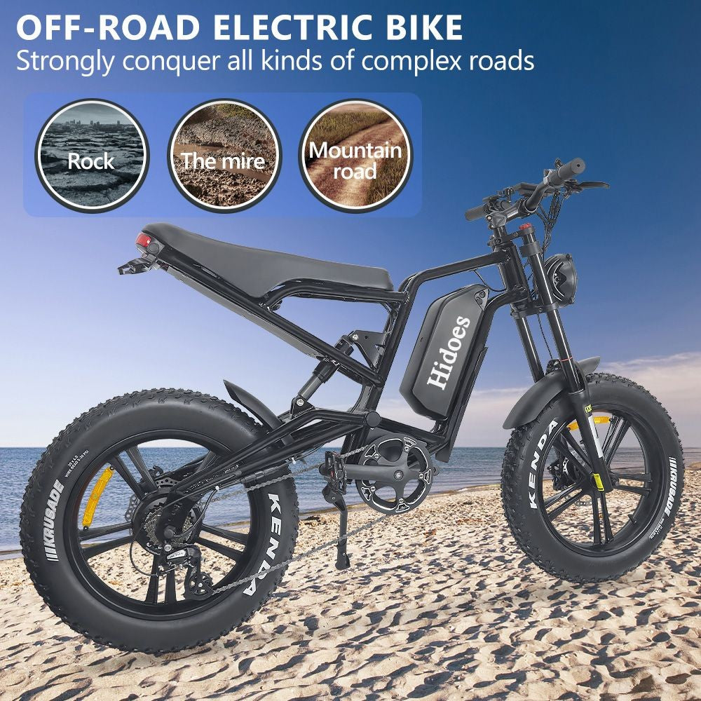 Hidoes B6 Electric Dirt Bike 20" Fat Tires 1200W Motor 48V 17.5Ah Battery