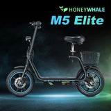 Honey Whale M5 Elite Electric Scooter with Seat 14" Tires 500W 48V 13Ah Battery