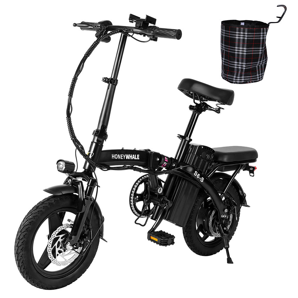 Honey Whale S6-S Electric City Bike 14" Tires 250W Motor 48V 10.4Ah Battery