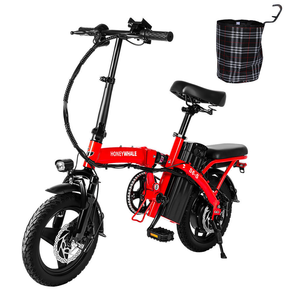 Honey Whale S6-S Electric City Bike 14" Tires 250W Motor 48V 10.4Ah Battery