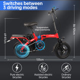 Honey Whale S6-S Electric City Bike 14" Tires 250W Motor 48V 10.4Ah Battery