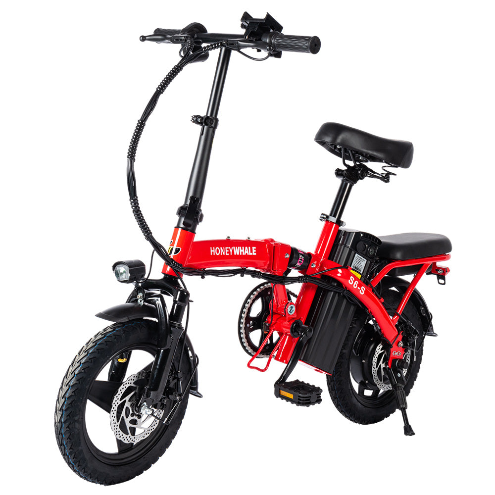 Honey Whale S6-S Electric City Bike 14" Tires 250W Motor 48V 10.4Ah Battery