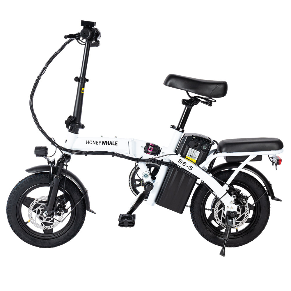 Honey Whale S6-S Electric City Bike 14" Tires 250W Motor 48V 10.4Ah Battery