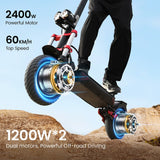 iScooter iX8 Electric Scooter 12" Tires Dual 1200W Motors 48V 20AH Battery