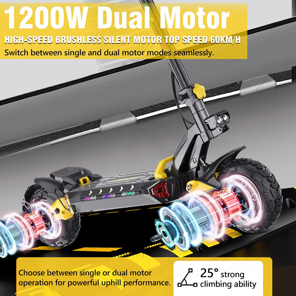 iENYRID ES60 Electric Scooter 11" Tires Dual 1200W Motors 48V 23AH Battery