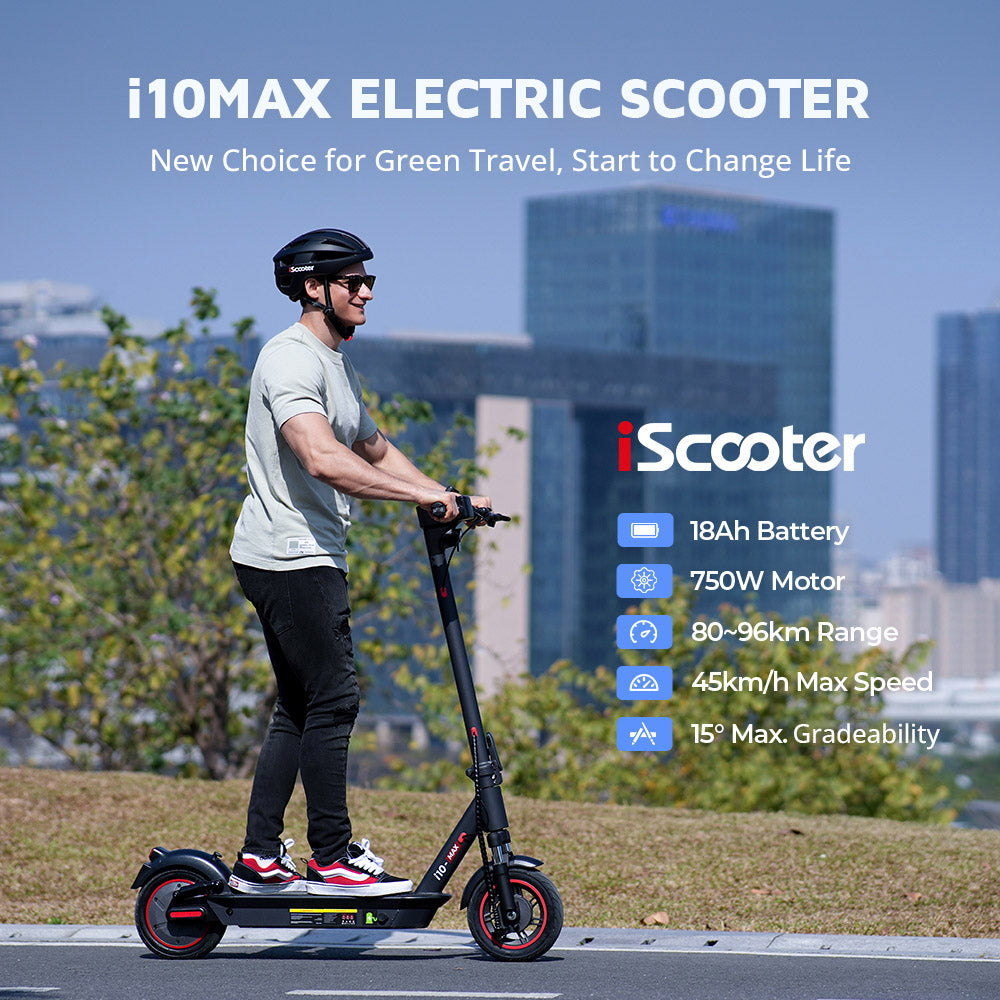 iScooter i10Max Electric Scooter 10" Tires 750W Motor 48V 18Ah Battery