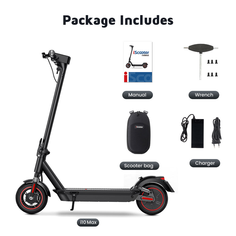 iScooter i10Max Electric Scooter 10" Tires 750W Motor 48V 18Ah Battery