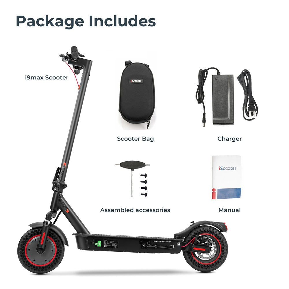 iScooter i9 Max Electric Scooter 10" Tires 500W Motor 36V 10Ah Battery