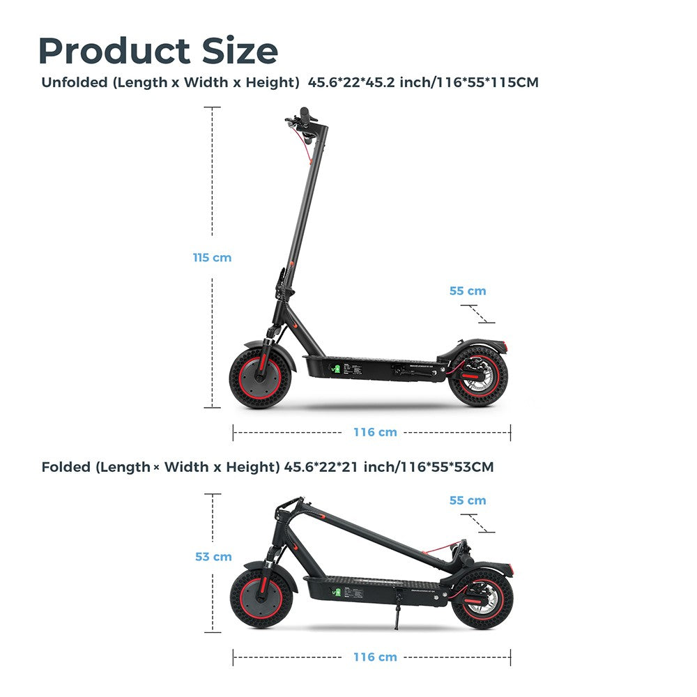 iScooter i9 Max Electric Scooter 10" Tires 500W Motor 36V 10Ah Battery