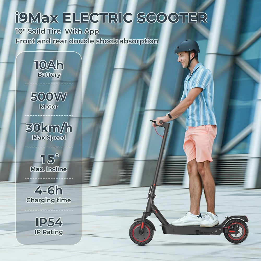 iScooter i9 Max Electric Scooter 10" Tires 500W Motor 36V 10Ah Battery