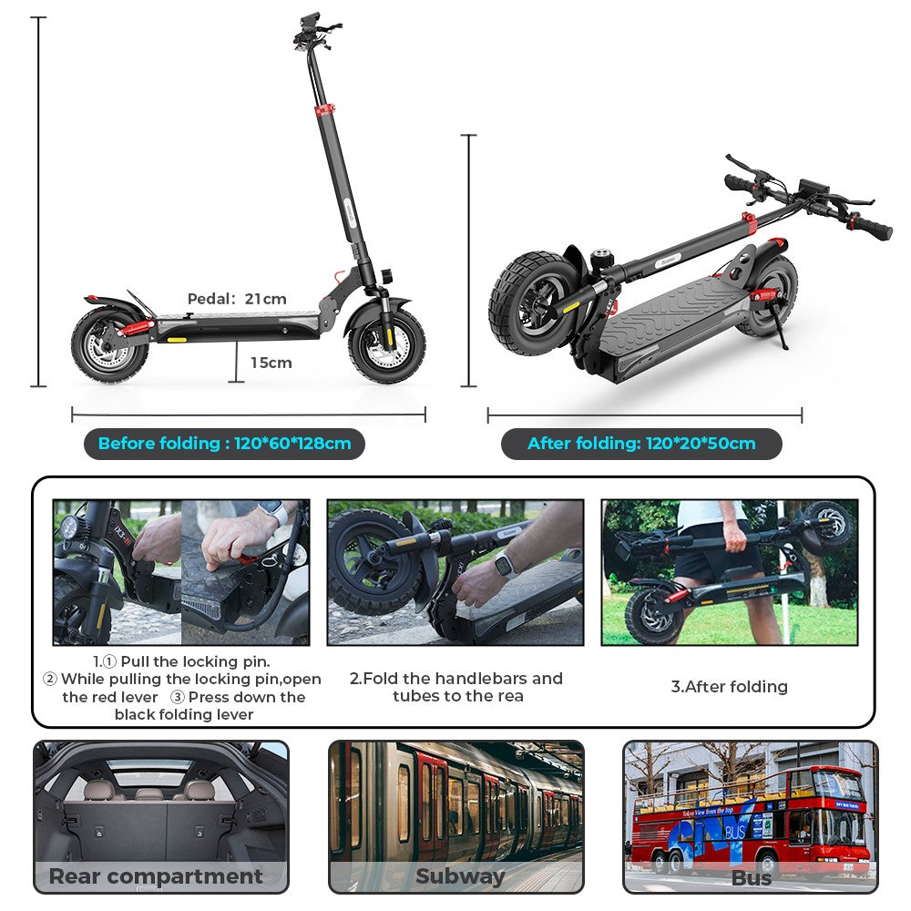 iScooter iX3 Electric Scooter 10" Tires 800W Motor 48V 10Ah Battery