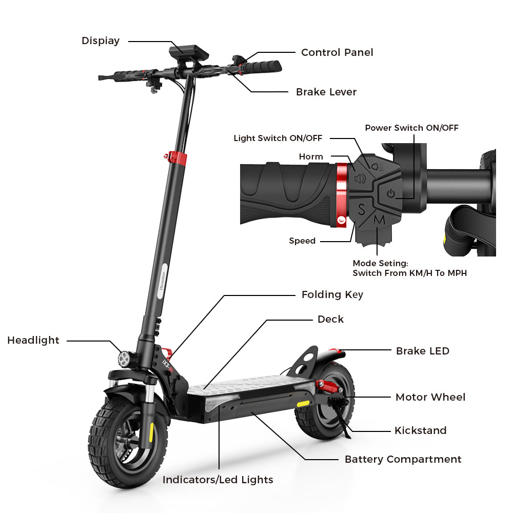 iScooter iX3 Electric Scooter 10" Tires 800W Motor 48V 10Ah Battery