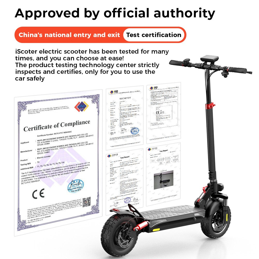 iScooter iX3 Electric Scooter 10" Tires 800W Motor 48V 10Ah Battery