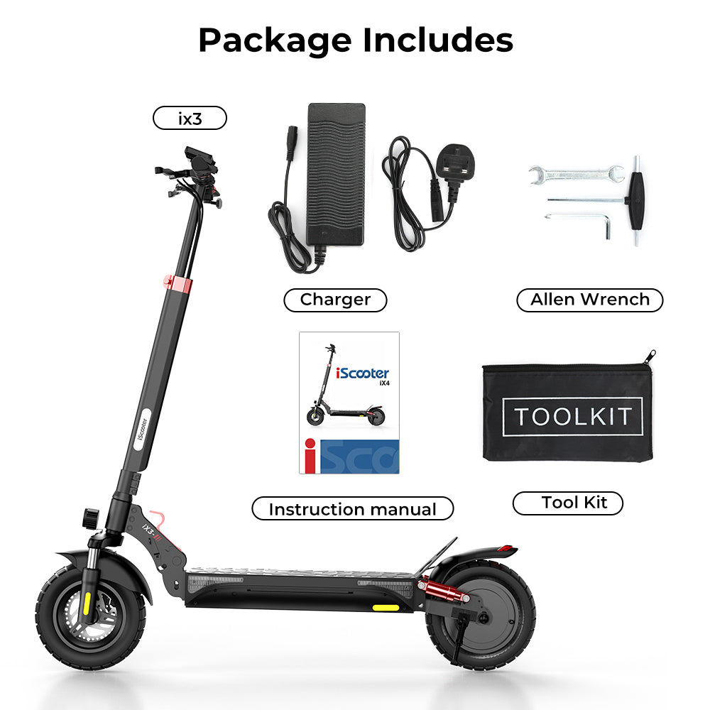 iScooter iX3 Electric Scooter 10" Tires 800W Motor 48V 10Ah Battery