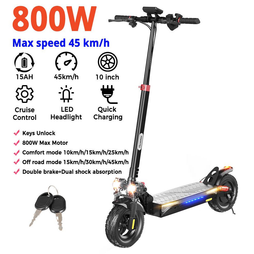 iScooter iX4 Electric Scooter 10" Tires 800W Motor 48V 15Ah Battery