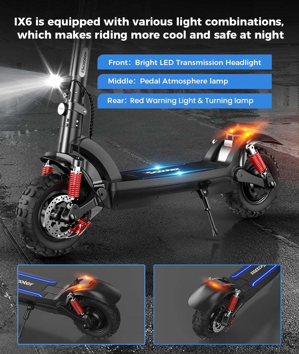 iScooter iX6 Electric Scooter 11" Tires 1000W Motor 48V 17.5Ah Battery