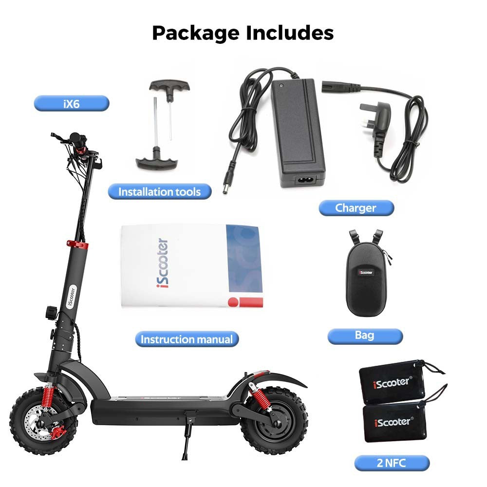 iScooter iX6 Electric Scooter 11" Tires 1000W Motor 48V 17.5Ah Battery