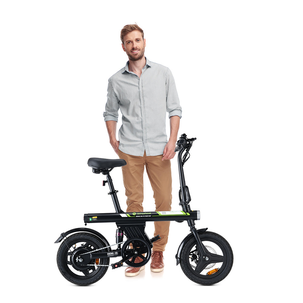 isinwheel U1 Electric Bike with Seat 14" Tires 250W Motor 36V 7.8Ah Battery