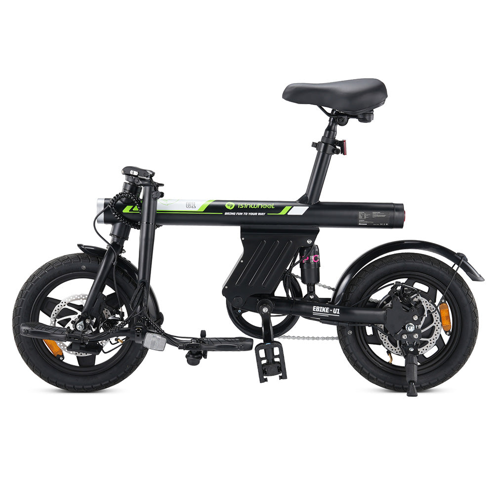 isinwheel U1 Electric Bike with Seat 14" Tires 250W Motor 36V 7.8Ah Battery