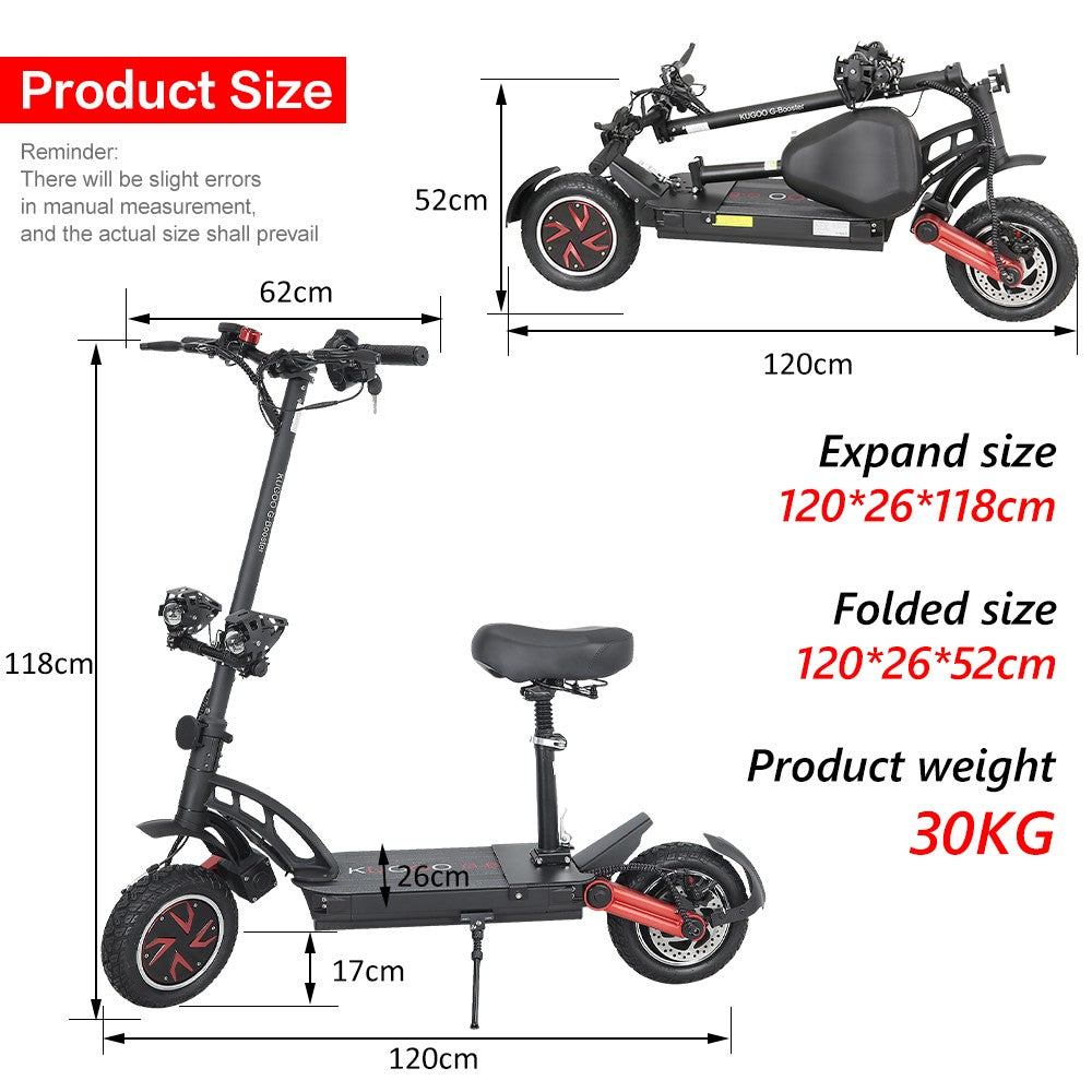 KUGOO G-Booster Electric Scooter with Seat 10" Dual 800W Motor 48V 23Ah Battery