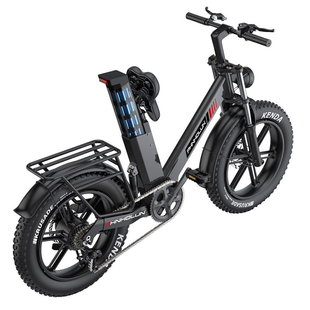 PHNHOLUN C6 Pro Electric Bike 20" Fat Tires 1000W Motor 48V 17Ah Battery