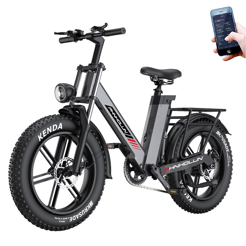 PHNHOLUN C6 Pro Electric Bike 20" Fat Tires 1000W Motor 48V 17Ah Battery