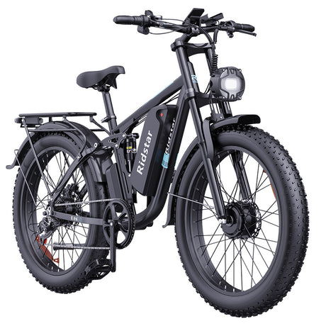 Ridstar E26 Pro Electric Mountain Bike 26" Tires Dual 1000W Motors 48V 23Ah Battery