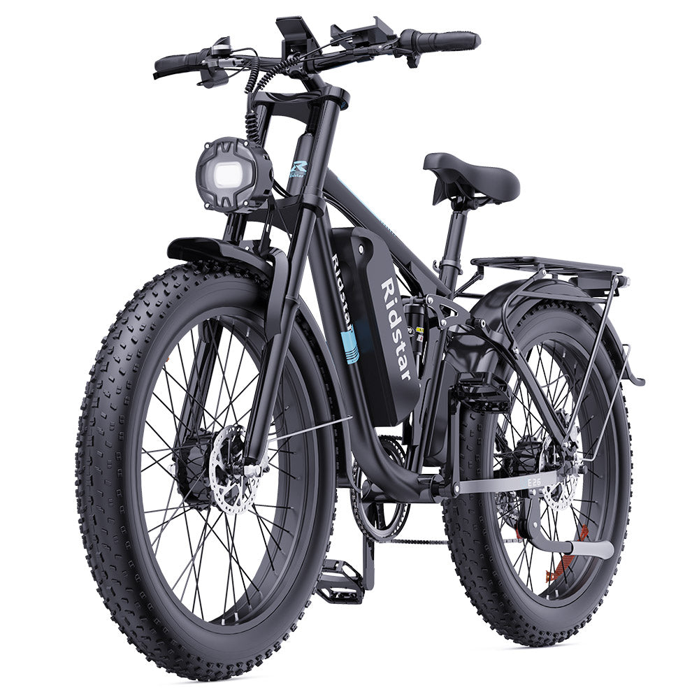 Ridstar E26 Pro Electric Mountain Bike 26" Tires Dual 1000W Motors 48V 23Ah Battery