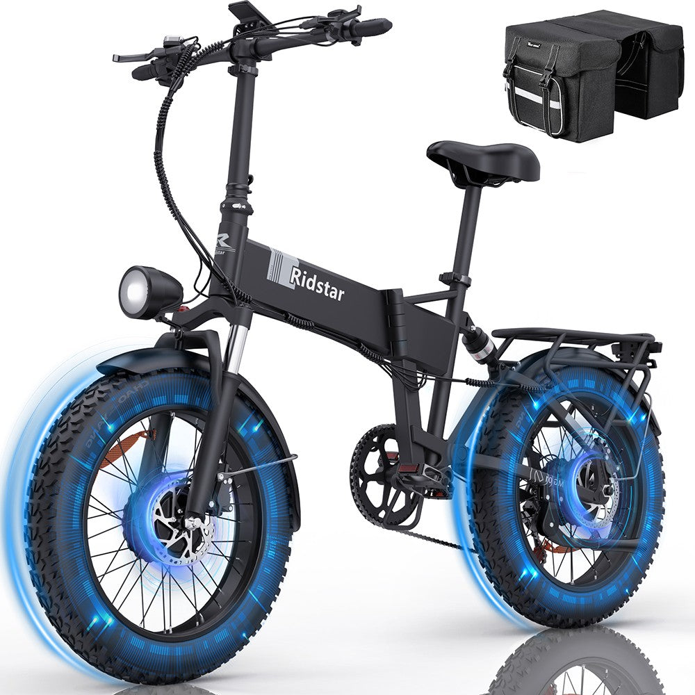 Ridstar H20 Pro Electric Bike 20" Fat Tires Dual 1000W Motors 48V 23Ah Battery