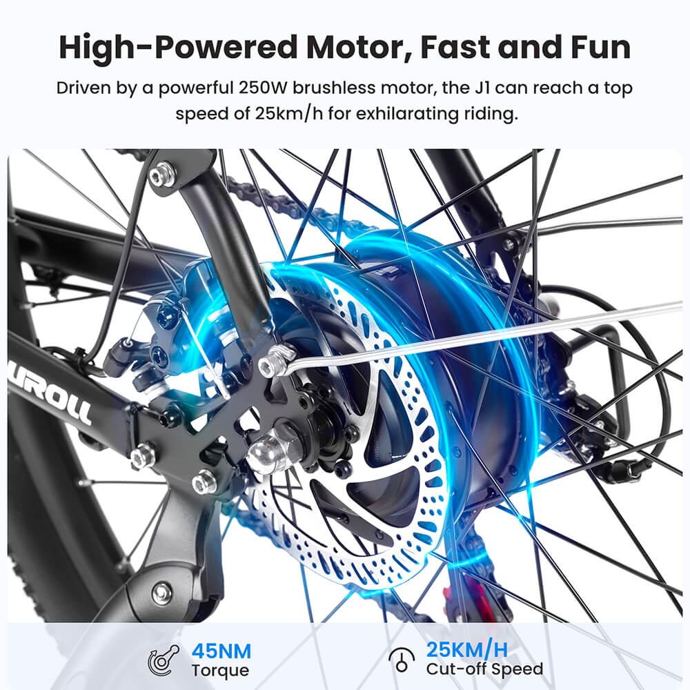 Turoll J1 Elektro-Trekkingrad, 27,5-Zoll-Reifen, 250-W-Motor, 36-V-15,6-Ah-Batterie