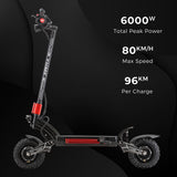 YUME Raptor Electric Scooter 11" Tires Dual 3000W Motors 60V 27Ah Battery