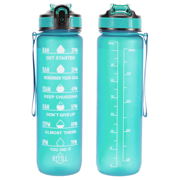 Bouteille d'eau motivante pour le cyclisme avec paille 32oz